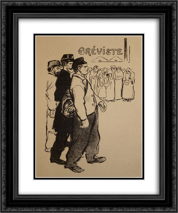 Lettre d'un Greviste 20x24 Black Ornate Wood Framed Art Print Poster with Double Matting by Steinlen, Theophile