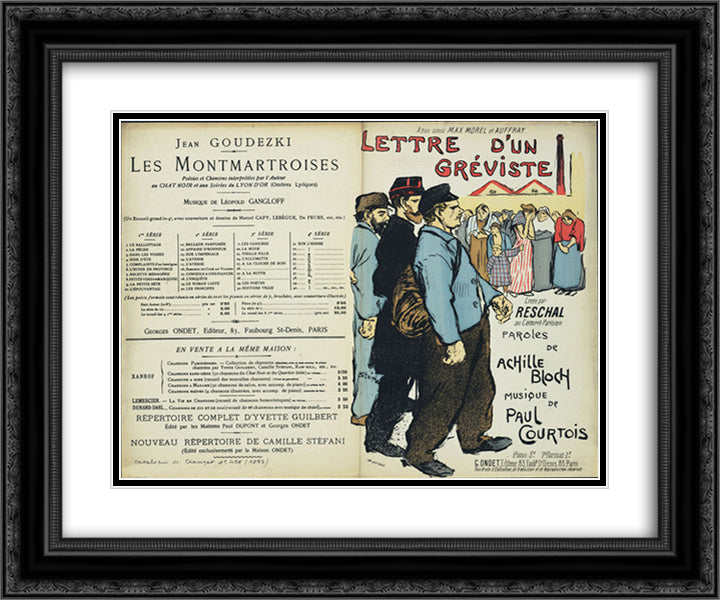 Lettre d'un Greviste 24x20 Black Ornate Wood Framed Art Print Poster with Double Matting by Steinlen, Theophile