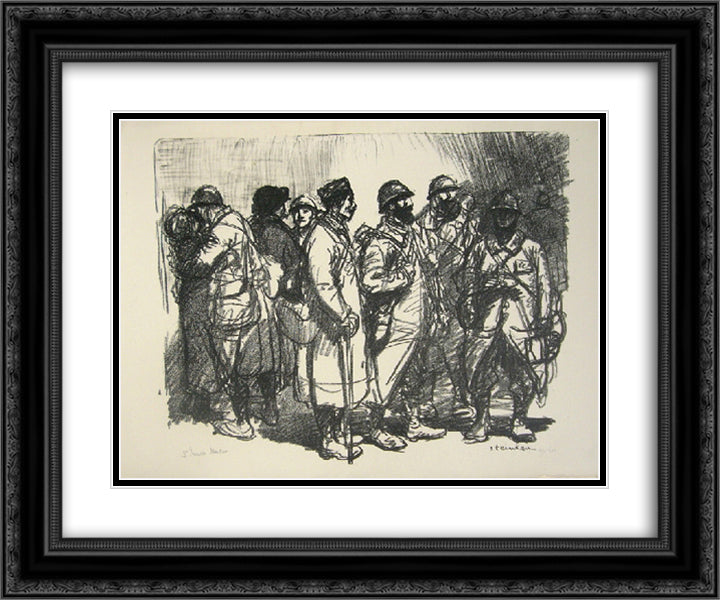 L'Heure Tendre 24x20 Black Ornate Wood Framed Art Print Poster with Double Matting by Steinlen, Theophile