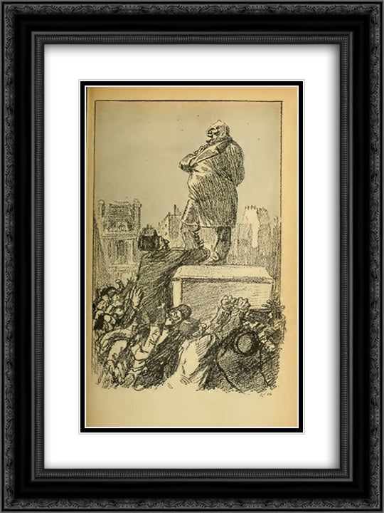 L'Homme De Bronze 18x24 Black Ornate Wood Framed Art Print Poster with Double Matting by Steinlen, Theophile