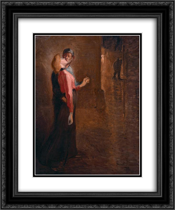 L'Idylle 20x24 Black Ornate Wood Framed Art Print Poster with Double Matting by Steinlen, Theophile