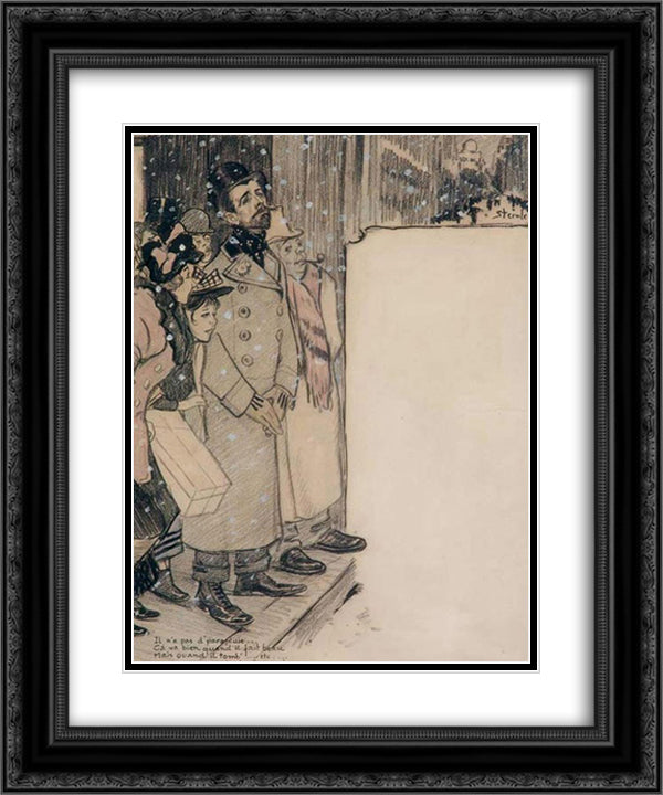 Lied du Joli Temps Tout en Neige 20x24 Black Ornate Wood Framed Art Print Poster with Double Matting by Steinlen, Theophile