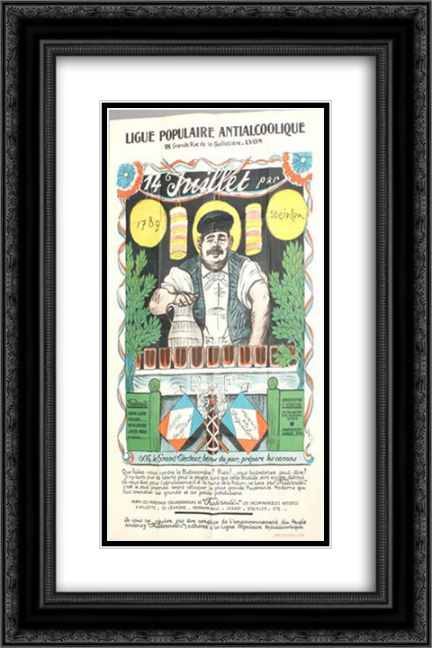 Ligue Populaire Antialcoolique 16x24 Black Ornate Wood Framed Art Print Poster with Double Matting by Steinlen, Theophile