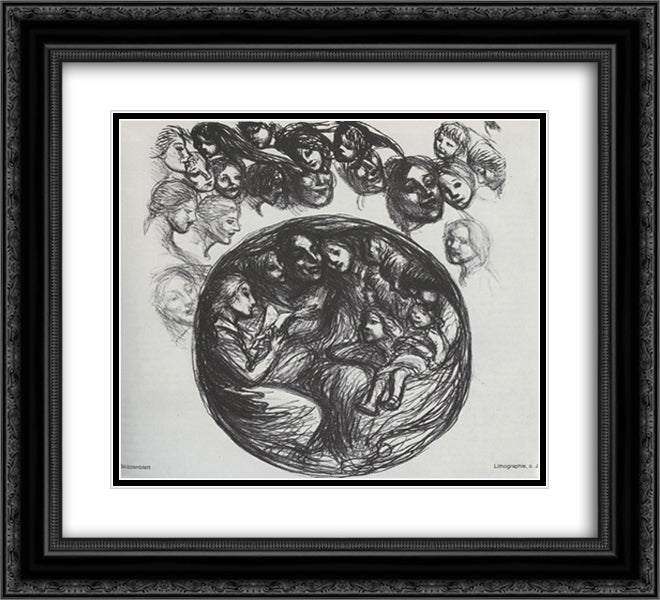 L'Orphelinat des Arts 22x20 Black Ornate Wood Framed Art Print Poster with Double Matting by Steinlen, Theophile