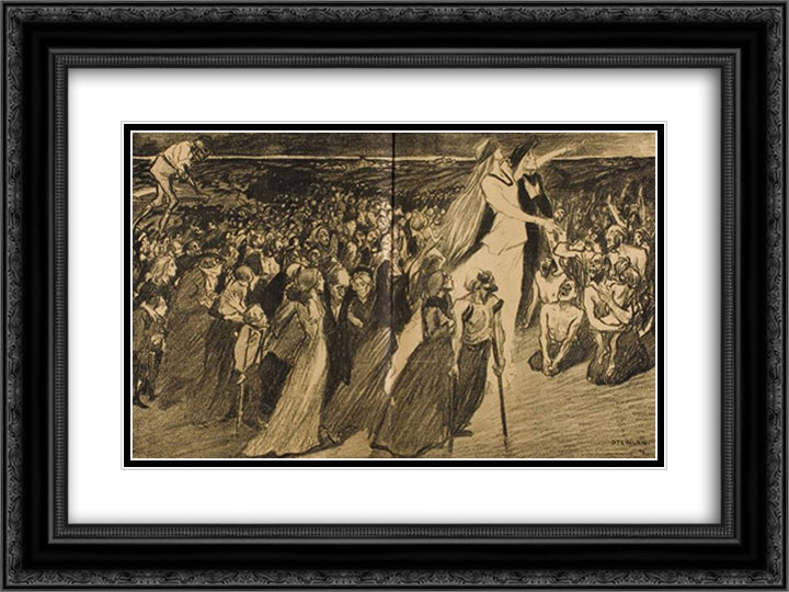 Lourdes 24x18 Black Ornate Wood Framed Art Print Poster with Double Matting by Steinlen, Theophile