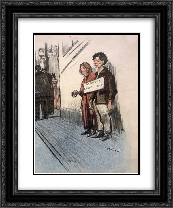 Mimille 20x24 Black Ornate Wood Framed Art Print Poster with Double Matting by Steinlen, Theophile