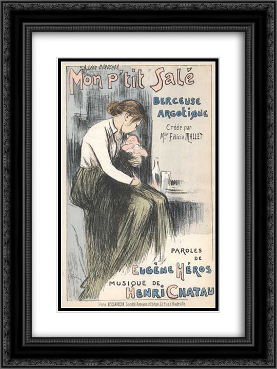 Mon Petit Sale 18x24 Black Ornate Wood Framed Art Print Poster with Double Matting by Steinlen, Theophile