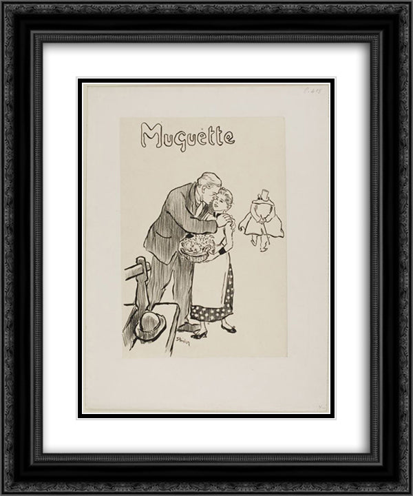 Muguette 20x24 Black Ornate Wood Framed Art Print Poster with Double Matting by Steinlen, Theophile