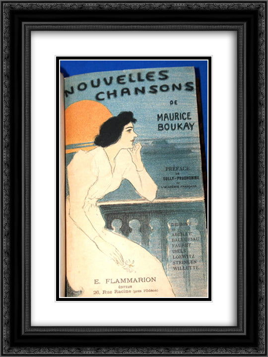 Nouvelles Chanson 18x24 Black Ornate Wood Framed Art Print Poster with Double Matting by Steinlen, Theophile