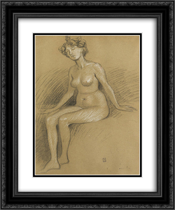 Nu 20x24 Black Ornate Wood Framed Art Print Poster with Double Matting by Steinlen, Theophile