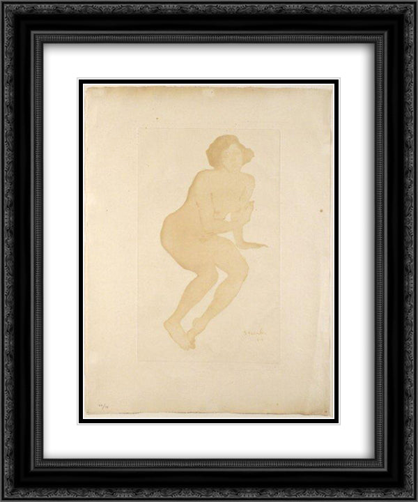 Nude etching 20x24 Black Ornate Wood Framed Art Print Poster with Double Matting by Steinlen, Theophile