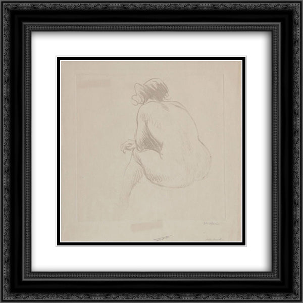 Nude from Behind 20x20 Black Ornate Wood Framed Art Print Poster with Double Matting by Steinlen, Theophile