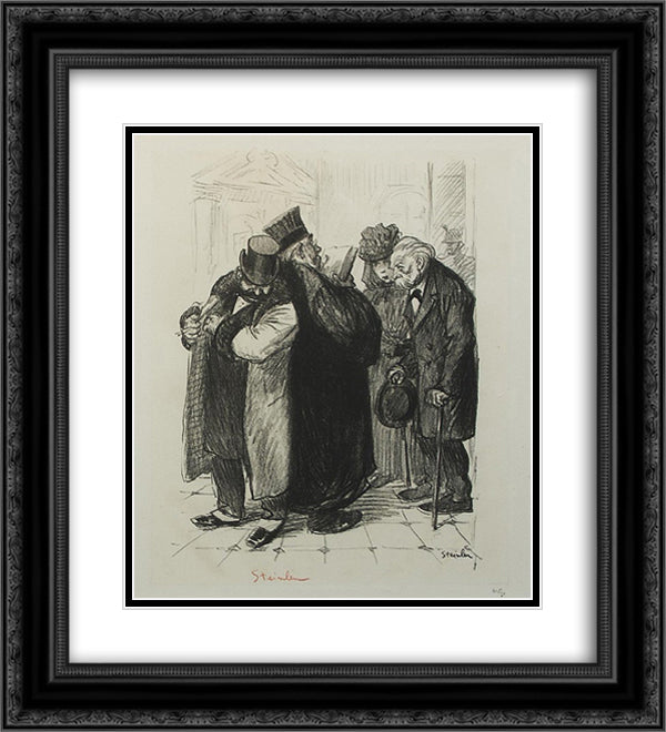 On Detrousse Au Coin Des Lois 20x22 Black Ornate Wood Framed Art Print Poster with Double Matting by Steinlen, Theophile