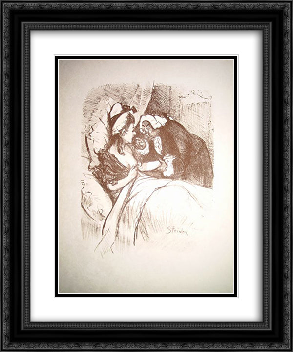 Patient and doctor 20x24 Black Ornate Wood Framed Art Print Poster with Double Matting by Steinlen, Theophile