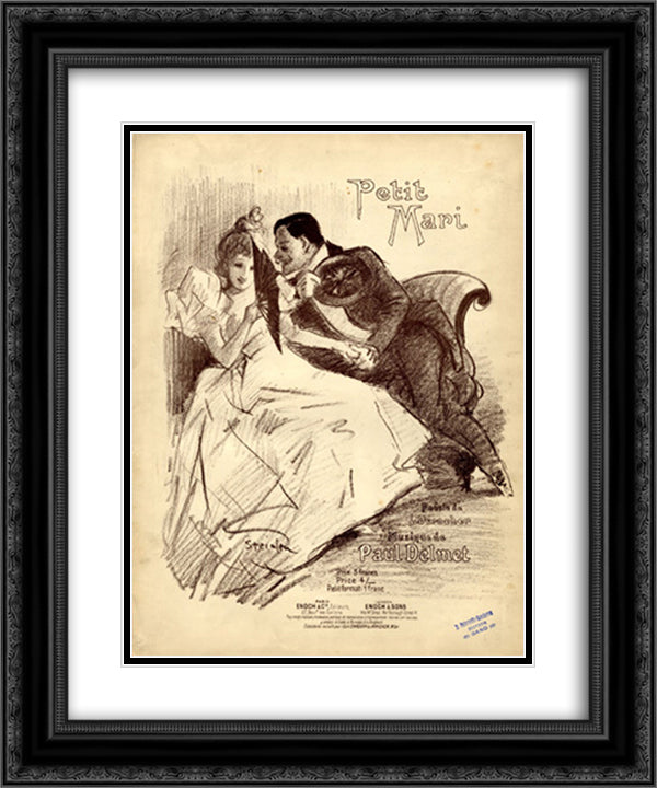 Petit Mari 20x24 Black Ornate Wood Framed Art Print Poster with Double Matting by Steinlen, Theophile