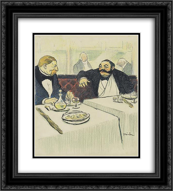 Philanthropie 20x22 Black Ornate Wood Framed Art Print Poster with Double Matting by Steinlen, Theophile