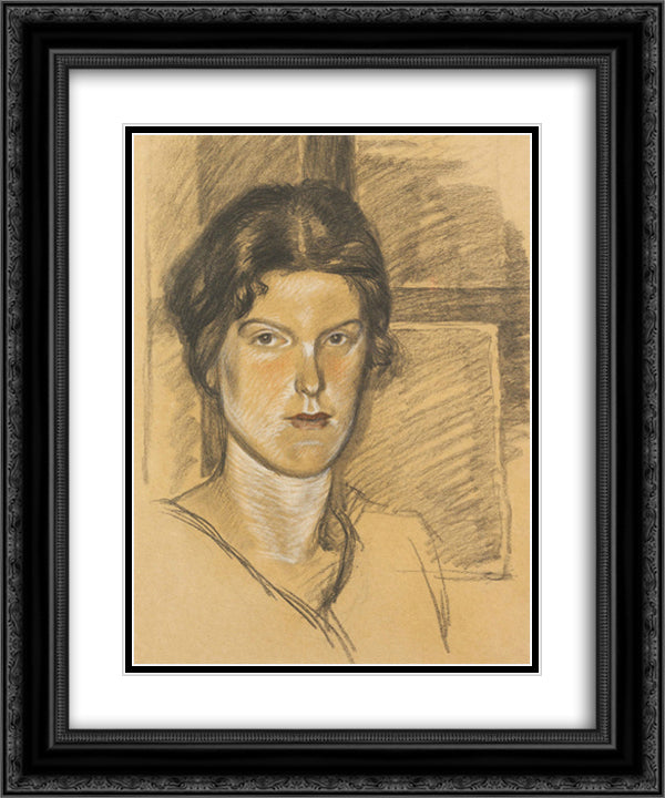 Portrait de Mme Bjornsson Langen 20x24 Black Ornate Wood Framed Art Print Poster with Double Matting by Steinlen, Theophile