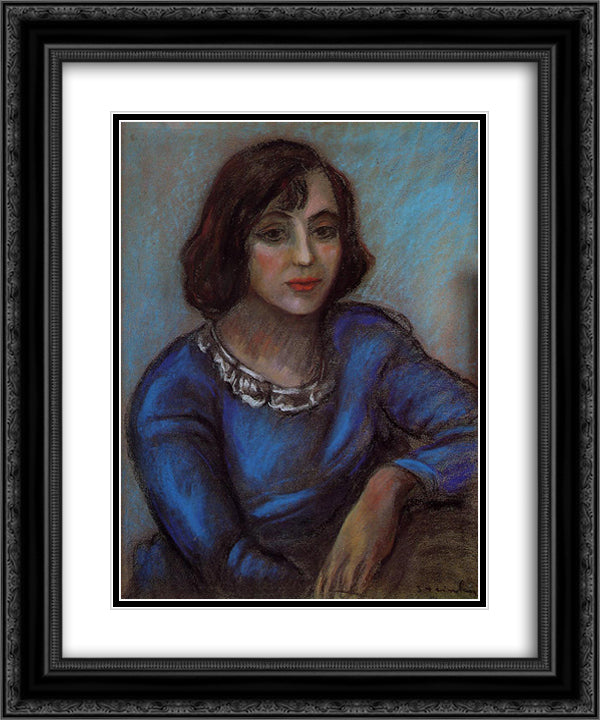 Portrait of a Young Woman 20x24 Black Ornate Wood Framed Art Print Poster with Double Matting by Steinlen, Theophile