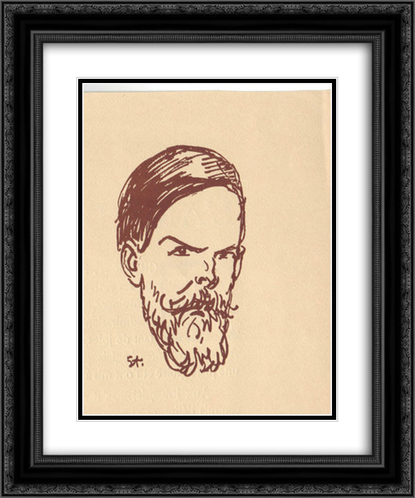 Portrait of Frank Brangwyn 20x24 Black Ornate Wood Framed Art Print Poster with Double Matting by Steinlen, Theophile