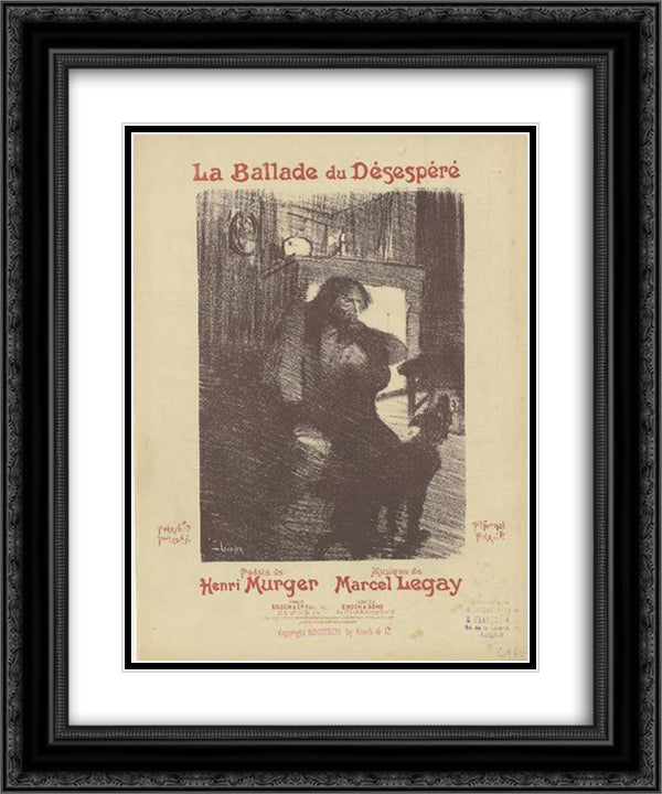 Poster for La Ballade Du Desespere 20x24 Black Ornate Wood Framed Art Print Poster with Double Matting by Steinlen, Theophile