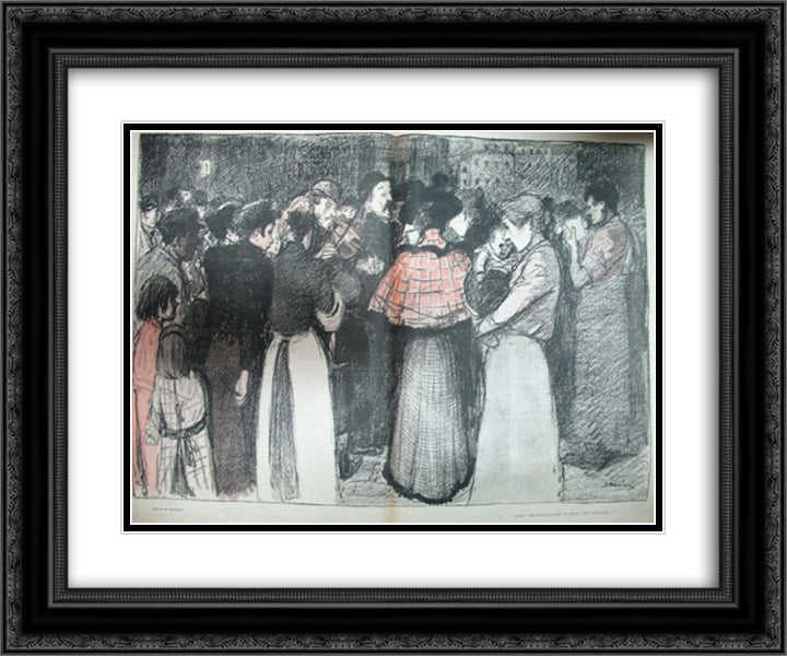Pour Les Amoureux et Pour Les Oiseaux 24x20 Black Ornate Wood Framed Art Print Poster with Double Matting by Steinlen, Theophile