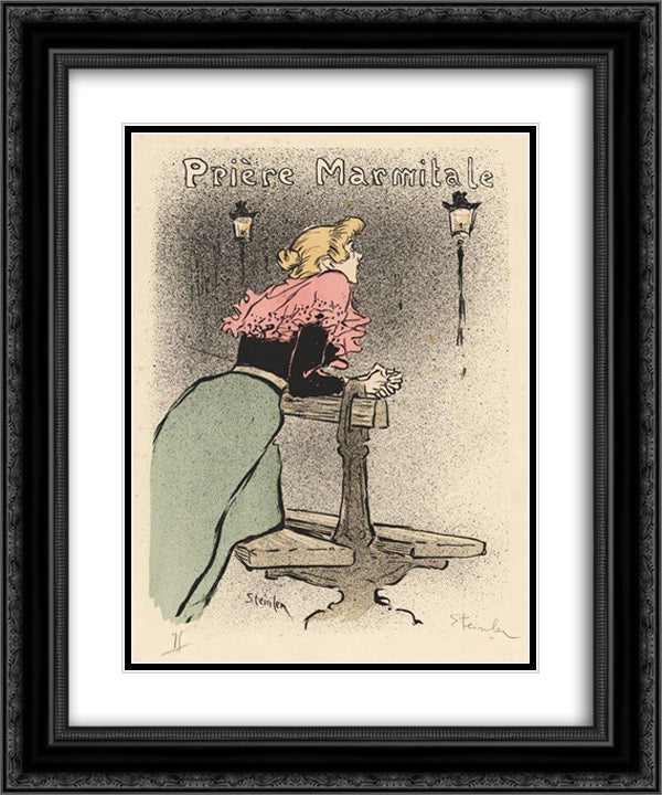 Priere Marmitale 20x24 Black Ornate Wood Framed Art Print Poster with Double Matting by Steinlen, Theophile