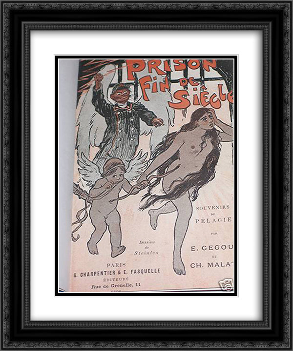 Prison Fin de Siecle 20x24 Black Ornate Wood Framed Art Print Poster with Double Matting by Steinlen, Theophile