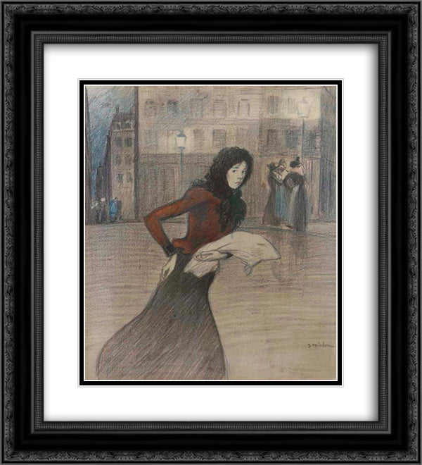 Res Sacra 20x22 Black Ornate Wood Framed Art Print Poster with Double Matting by Steinlen, Theophile