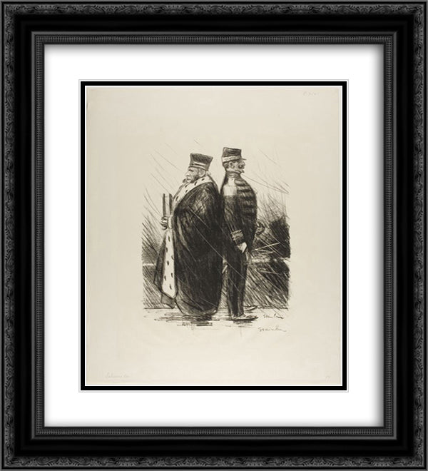 Saluons Les 20x22 Black Ornate Wood Framed Art Print Poster with Double Matting by Steinlen, Theophile