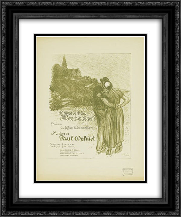 Sonnez Musettes 20x24 Black Ornate Wood Framed Art Print Poster with Double Matting by Steinlen, Theophile