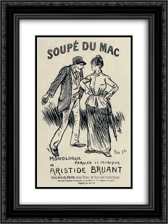 Soupe du Mac 18x24 Black Ornate Wood Framed Art Print Poster with Double Matting by Steinlen, Theophile