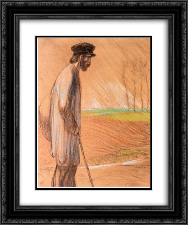 Standing Man 20x24 Black Ornate Wood Framed Art Print Poster with Double Matting by Steinlen, Theophile