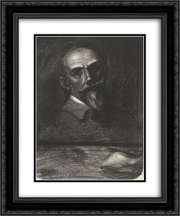 Steinlen de Face Tete Inclinee 20x24 Black Ornate Wood Framed Art Print Poster with Double Matting by Steinlen, Theophile