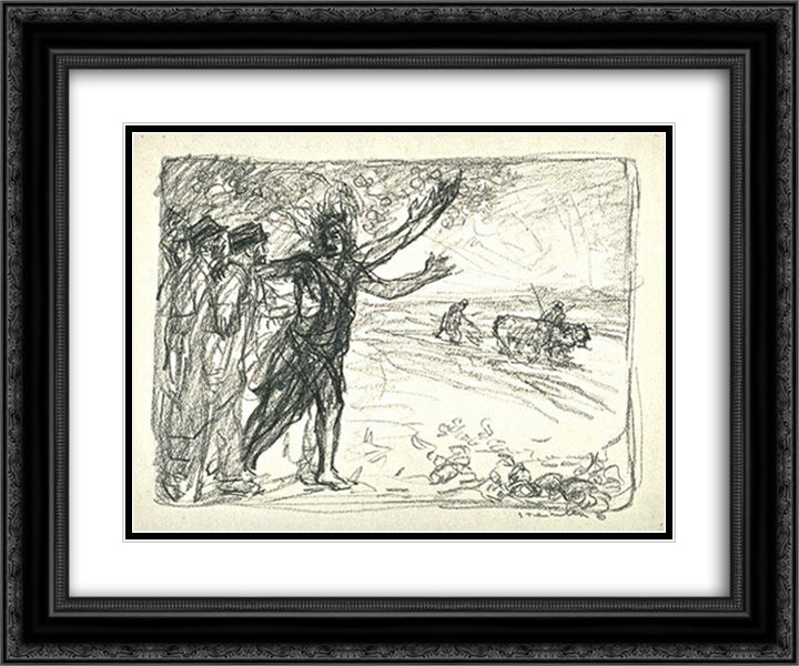 Study for WWI litho 24x20 Black Ornate Wood Framed Art Print Poster with Double Matting by Steinlen, Theophile