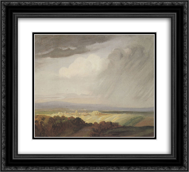 Thunderstorms Over the Valley 22x20 Black Ornate Wood Framed Art Print Poster with Double Matting by Steinlen, Theophile