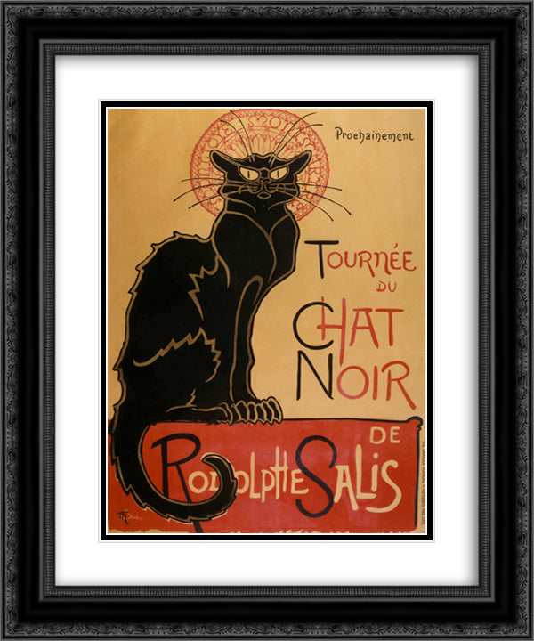 Tour of Rodolphe Salis' Chat Noir 20x24 Black Ornate Wood Framed Art Print Poster with Double Matting by Steinlen, Theophile