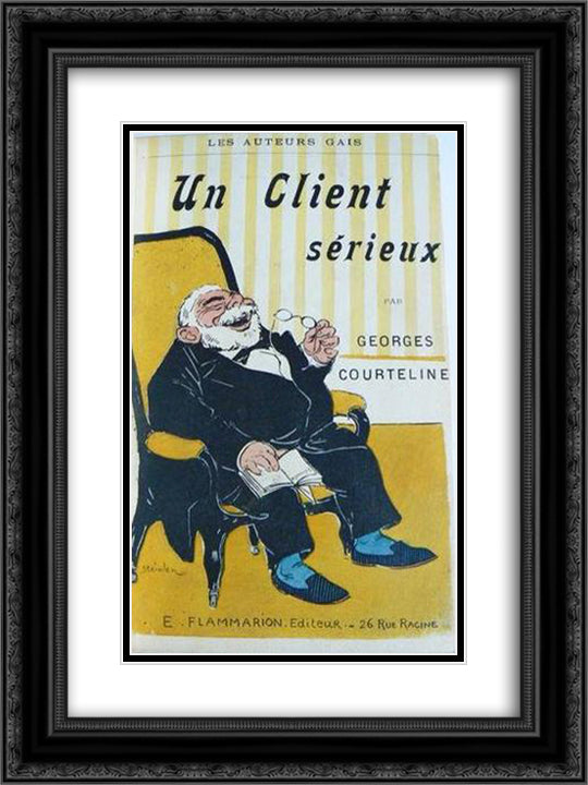 Un Client Serieux 18x24 Black Ornate Wood Framed Art Print Poster with Double Matting by Steinlen, Theophile
