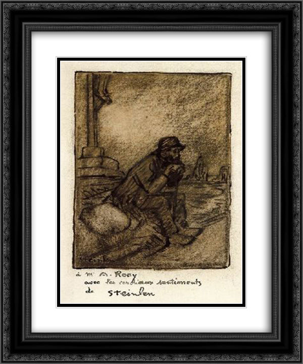 Un Vieux 20x24 Black Ornate Wood Framed Art Print Poster with Double Matting by Steinlen, Theophile