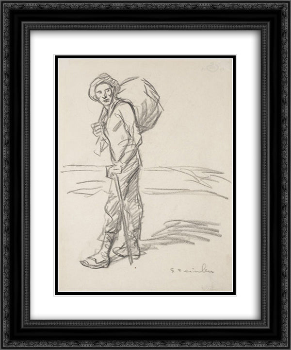 Vagabond 20x24 Black Ornate Wood Framed Art Print Poster with Double Matting by Steinlen, Theophile