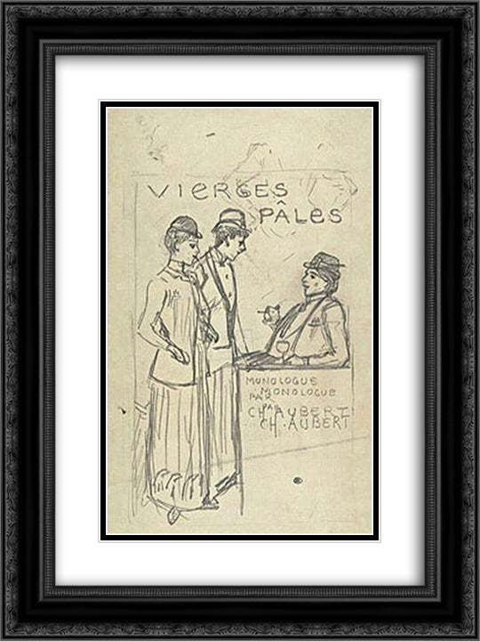 Vierges Pales 18x24 Black Ornate Wood Framed Art Print Poster with Double Matting by Steinlen, Theophile