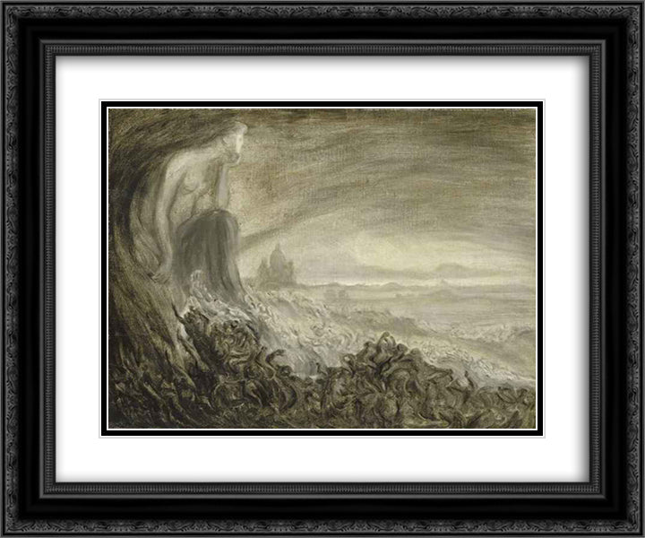 Vision de Paris 24x20 Black Ornate Wood Framed Art Print Poster with Double Matting by Steinlen, Theophile