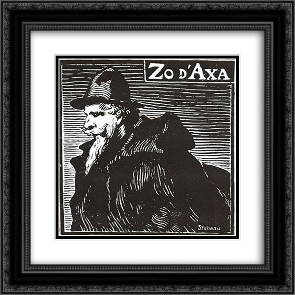 Zo d'Axa 20x20 Black Ornate Wood Framed Art Print Poster with Double Matting by Steinlen, Theophile