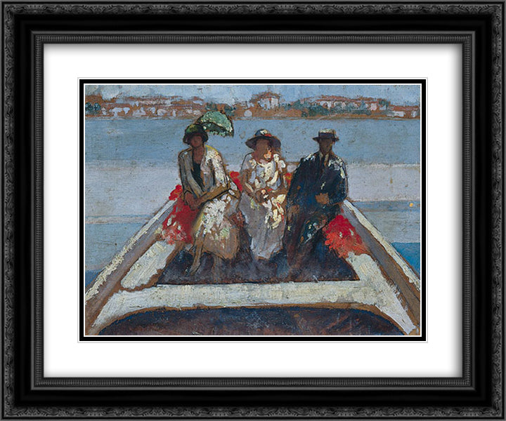 Boating 24x20 Black Ornate Wood Framed Art Print Poster with Double Matting by Triantafyllidis, Theophrastos