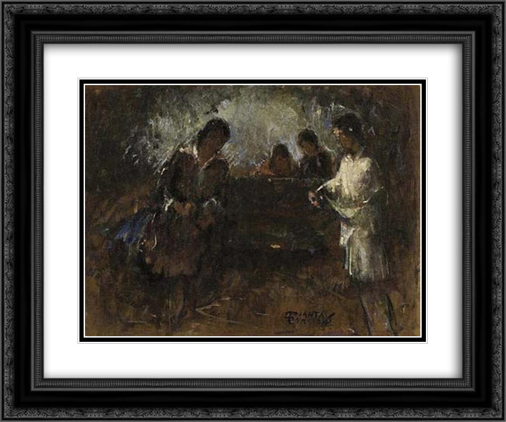 Governess in the park 24x20 Black Ornate Wood Framed Art Print Poster with Double Matting by Triantafyllidis, Theophrastos