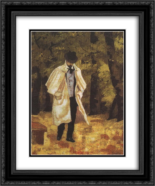 Man in the woods of Boulogne 20x24 Black Ornate Wood Framed Art Print Poster with Double Matting by Triantafyllidis, Theophrastos