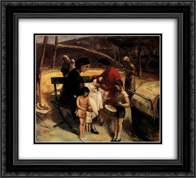 Nannies in the National Garden 22x20 Black Ornate Wood Framed Art Print Poster with Double Matting by Triantafyllidis, Theophrastos