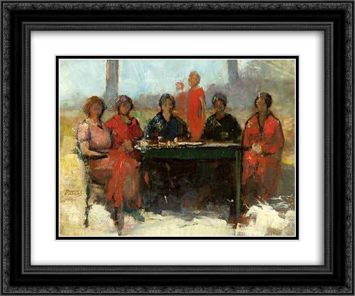 The dinner guests 24x20 Black Ornate Wood Framed Art Print Poster with Double Matting by Triantafyllidis, Theophrastos