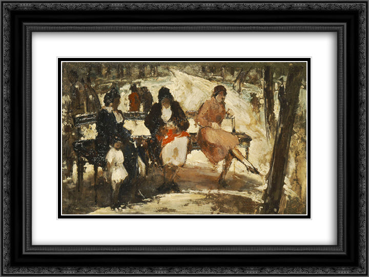 Women in the Royal Gardens 24x18 Black Ornate Wood Framed Art Print Poster with Double Matting by Triantafyllidis, Theophrastos
