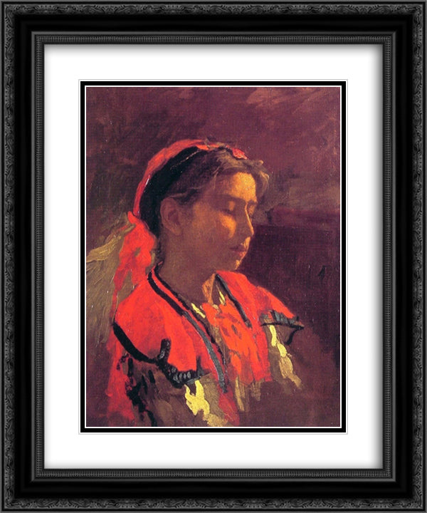 Carmelita Requena 20x24 Black Ornate Wood Framed Art Print Poster with Double Matting by Eakins, Thomas