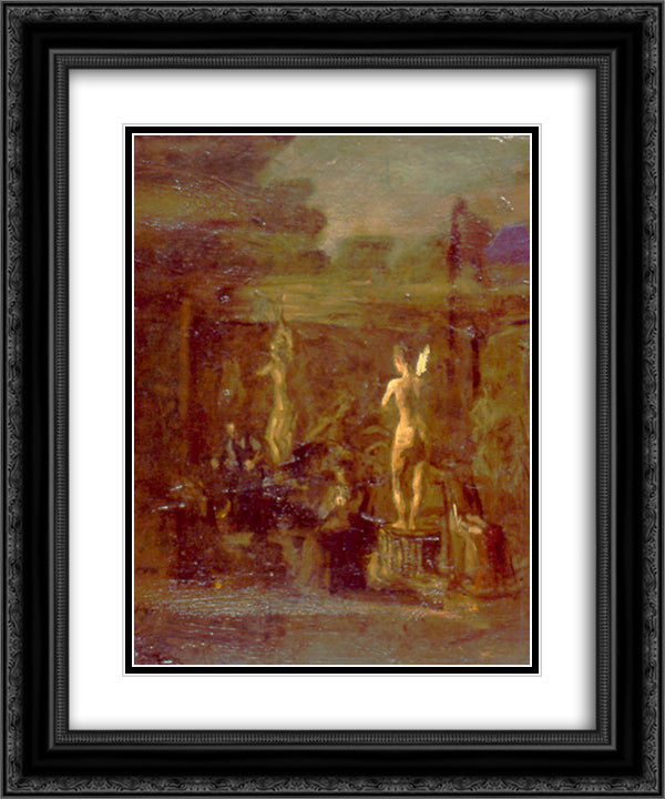 Compositional Study for William Rush Carving His Allegorical Figure of the Schuylkill River 20x24 Black Ornate Wood Framed Art Print Poster with Double Matting by Eakins, Thomas